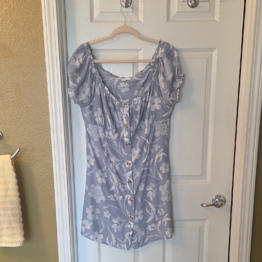 O'Neill Lavender Floral Button-Down Mini Dress